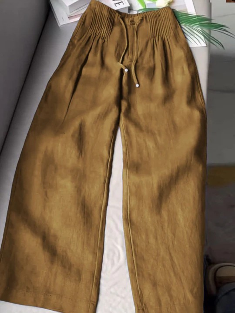 Noelle | Wide Leg Pants with Smocked Waist and Drawstring