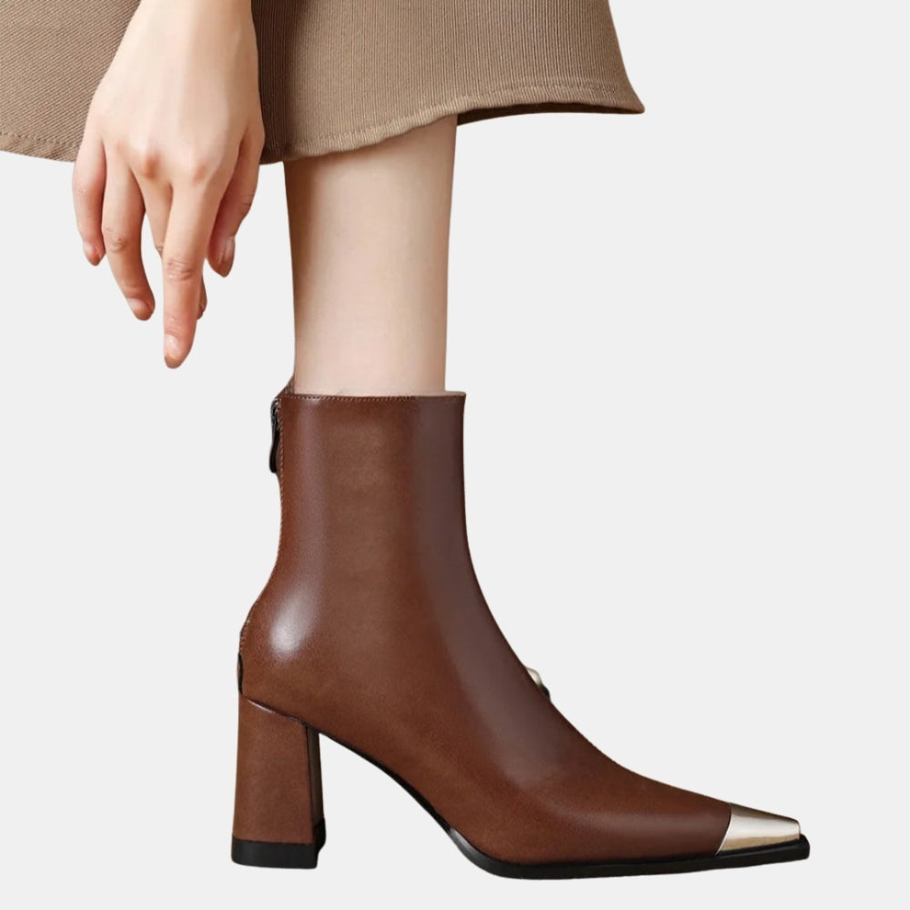 Nolie | Pointed Toe Ankle Boots with Block Heel