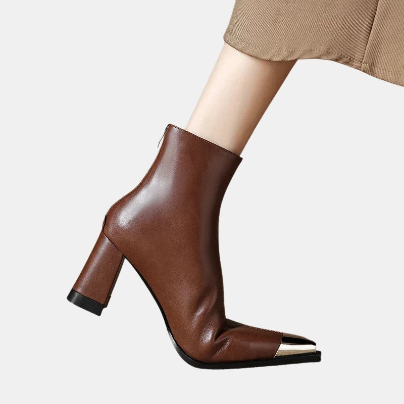 Nolie | Pointed Toe Ankle Boots with Block Heel