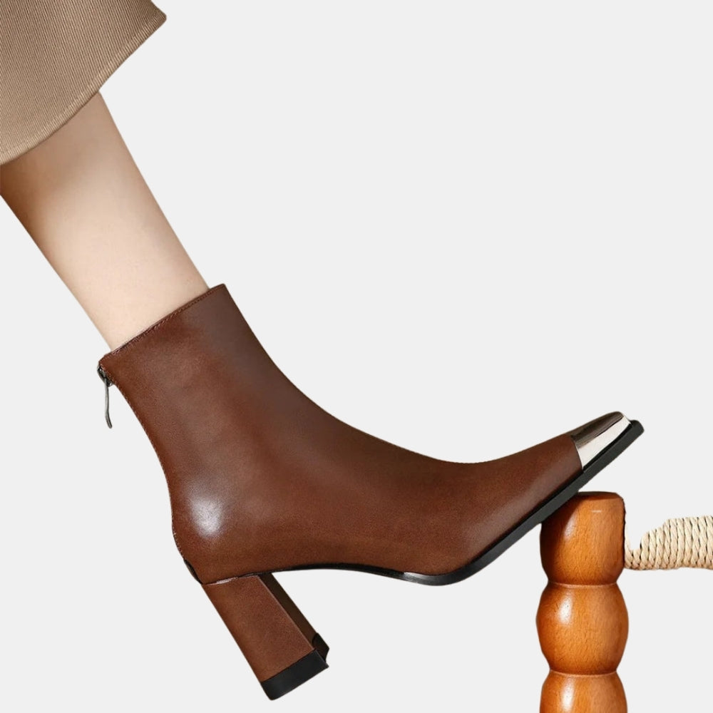 Nolie | Pointed Toe Ankle Boots with Block Heel