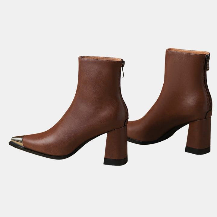 Nolie | Pointed Toe Ankle Boots with Block Heel