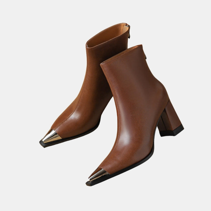 Nolie | Pointed Toe Ankle Boots with Block Heel