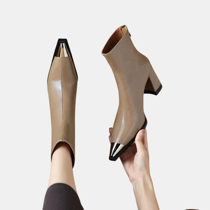 Nolie | Pointed Toe Ankle Boots with Block Heel