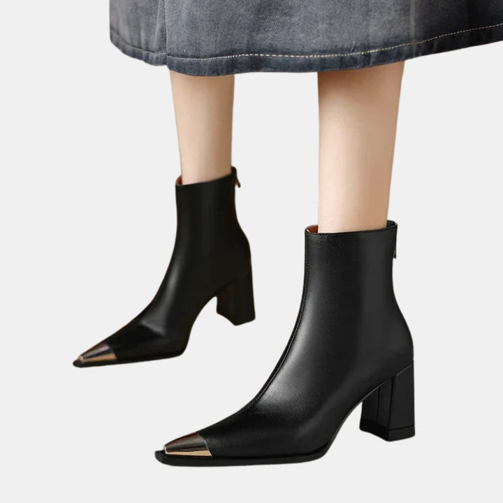 Nolie | Pointed Toe Ankle Boots with Block Heel