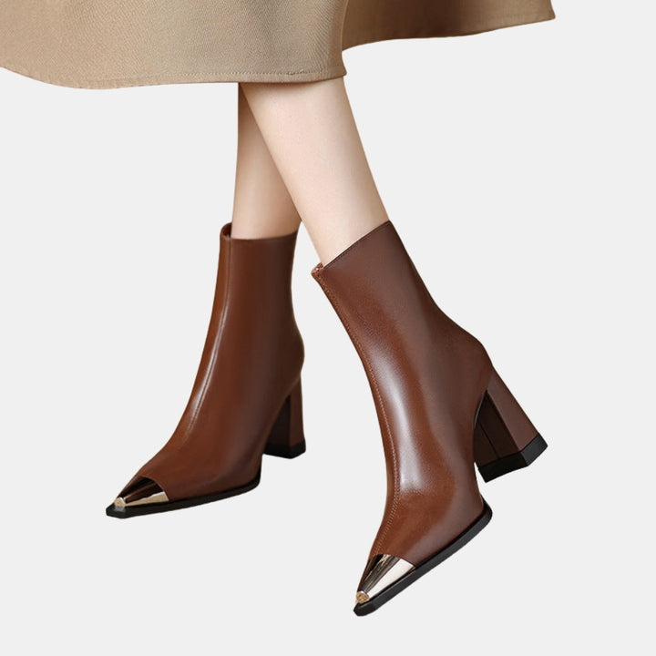Nolie | Pointed Toe Ankle Boots with Block Heel