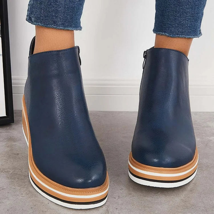 Noreen | Platform Ankle Boots with Side Zip