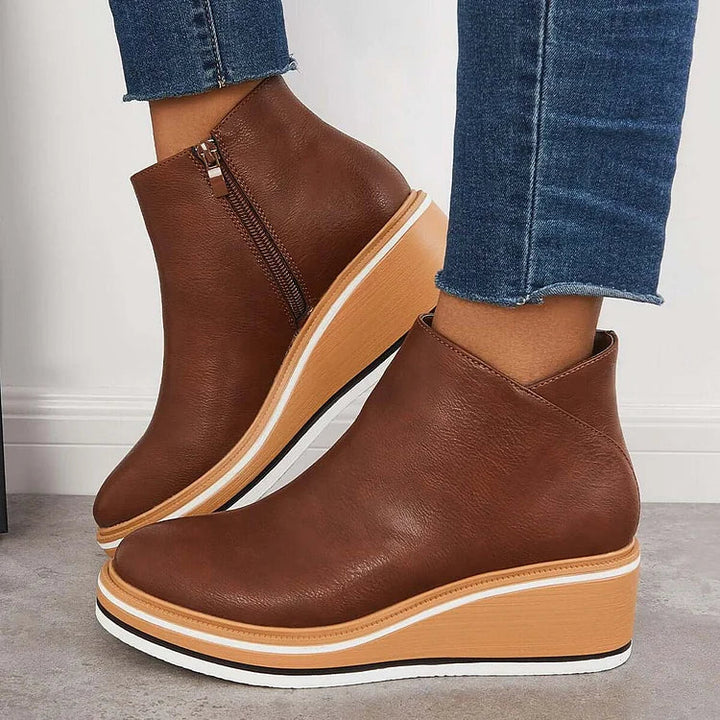 Noreen | Platform Ankle Boots with Side Zip