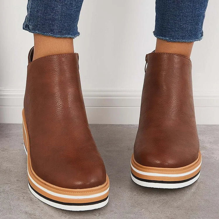 Noreen | Platform Ankle Boots with Side Zip
