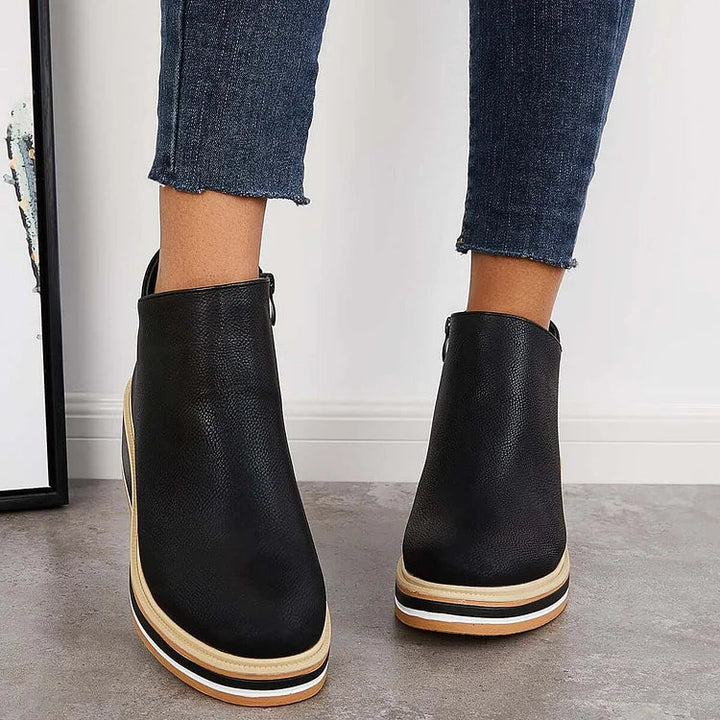 Noreen | Platform Ankle Boots with Side Zip