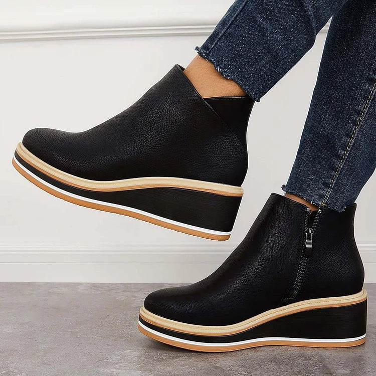 Noreen | Platform Ankle Boots with Side Zip