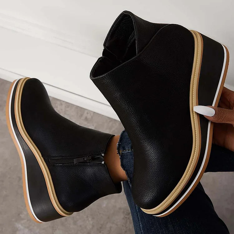 Noreen | Platform Ankle Boots with Side Zip