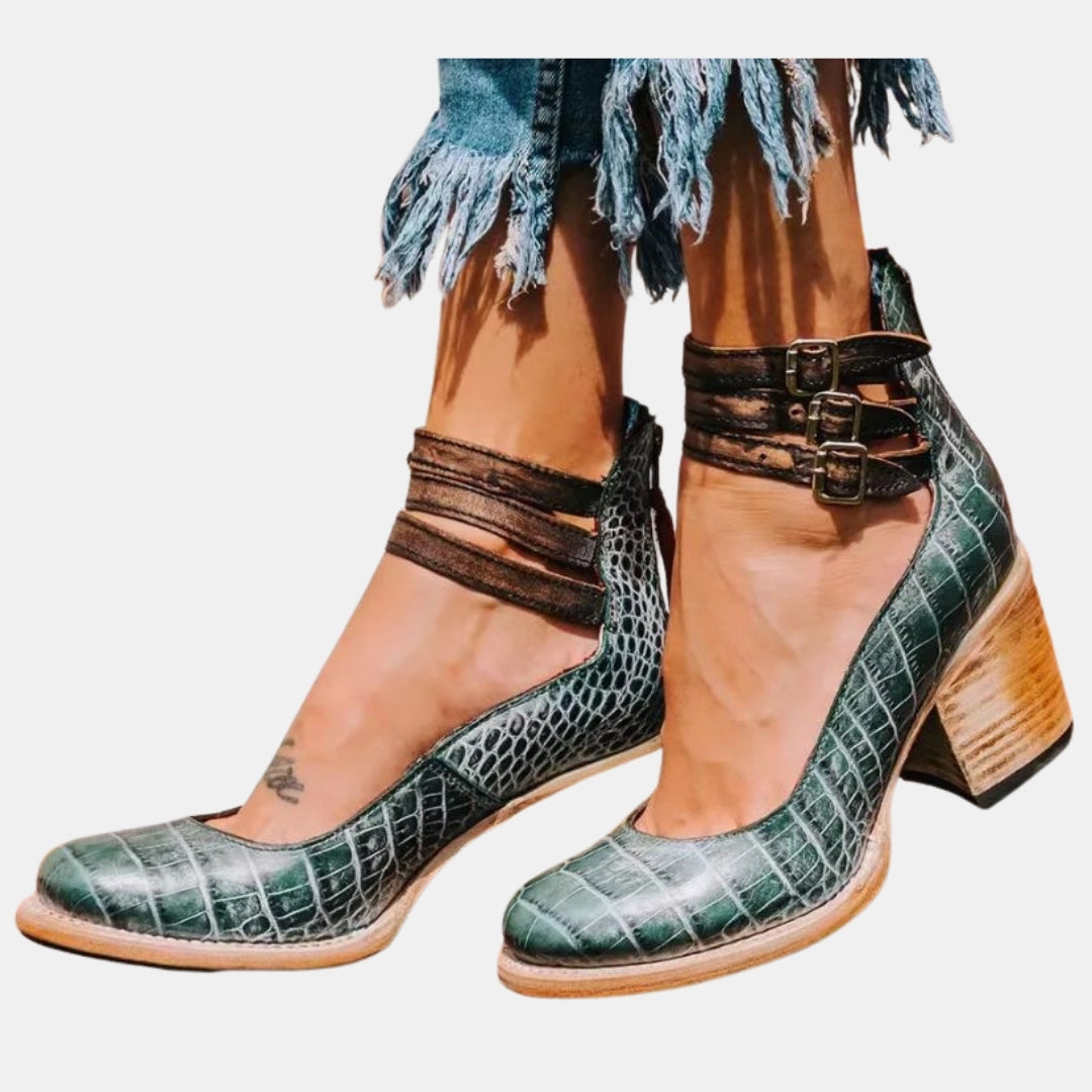 Norina | Mary Jane Heels with Multi Strap Buckle