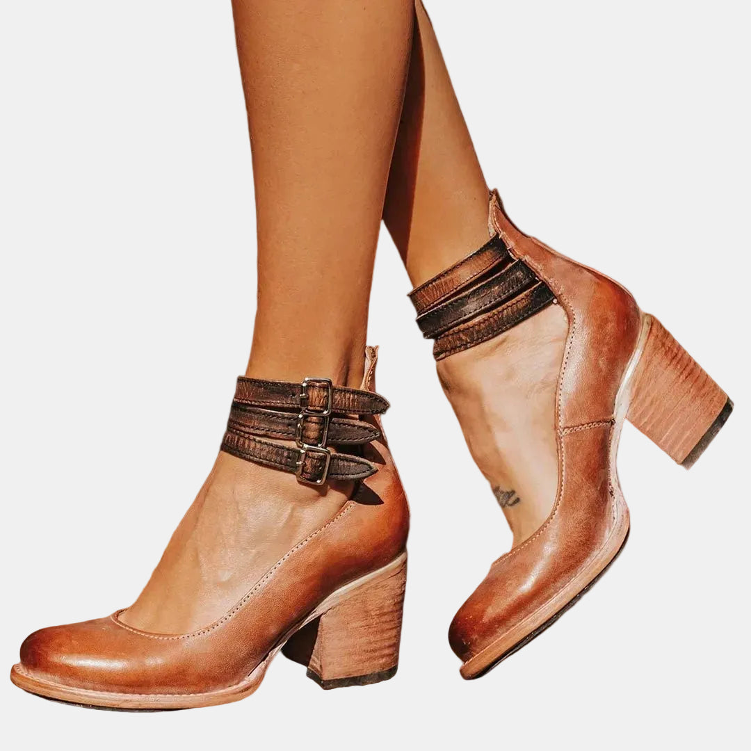 Norina | Mary Jane Heels with Multi Strap Buckle