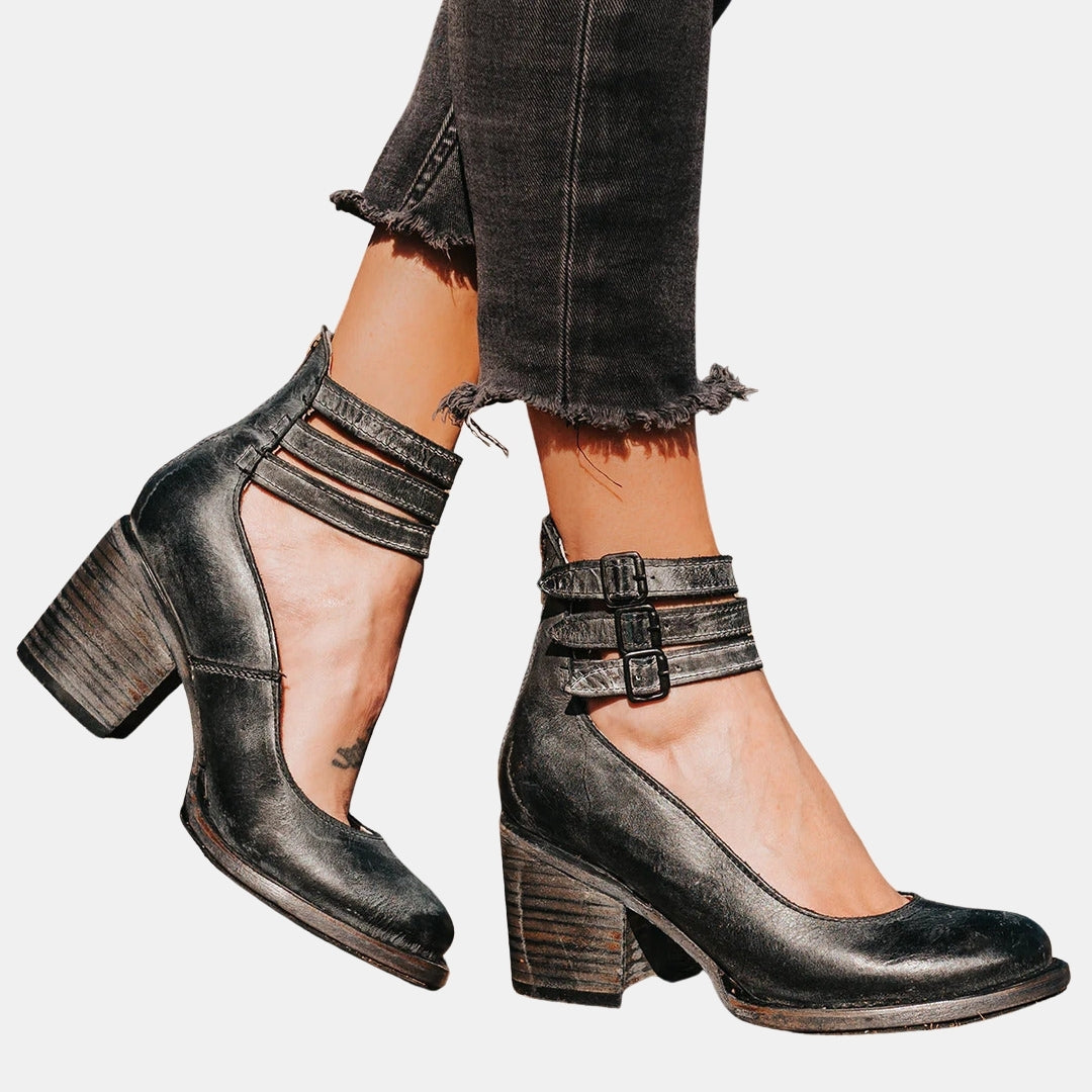 Norina | Mary Jane Heels with Multi Strap Buckle