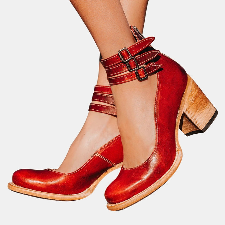 Norina | Mary Jane Heels with Multi Strap Buckle