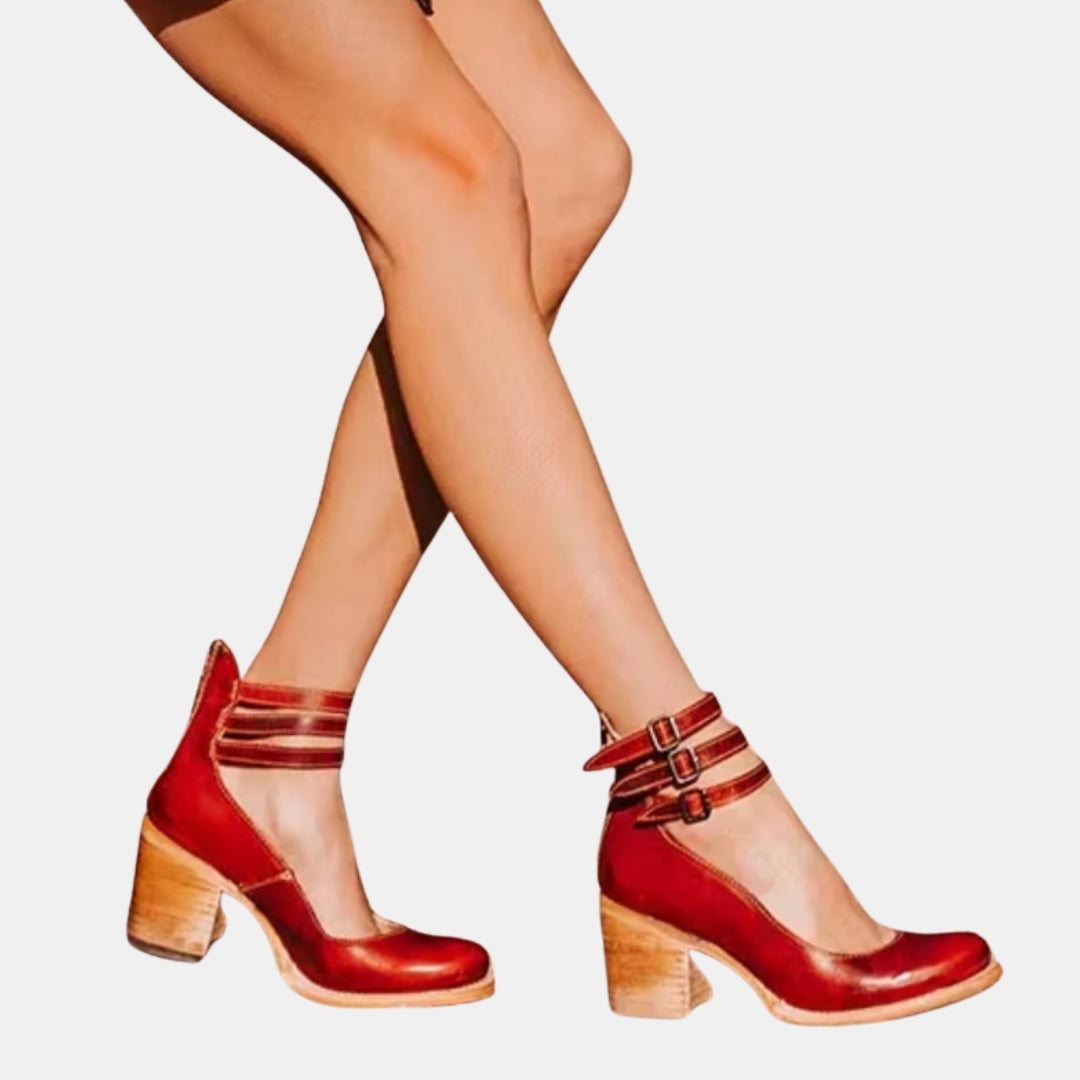 Norina | Mary Jane Heels with Multi Strap Buckle