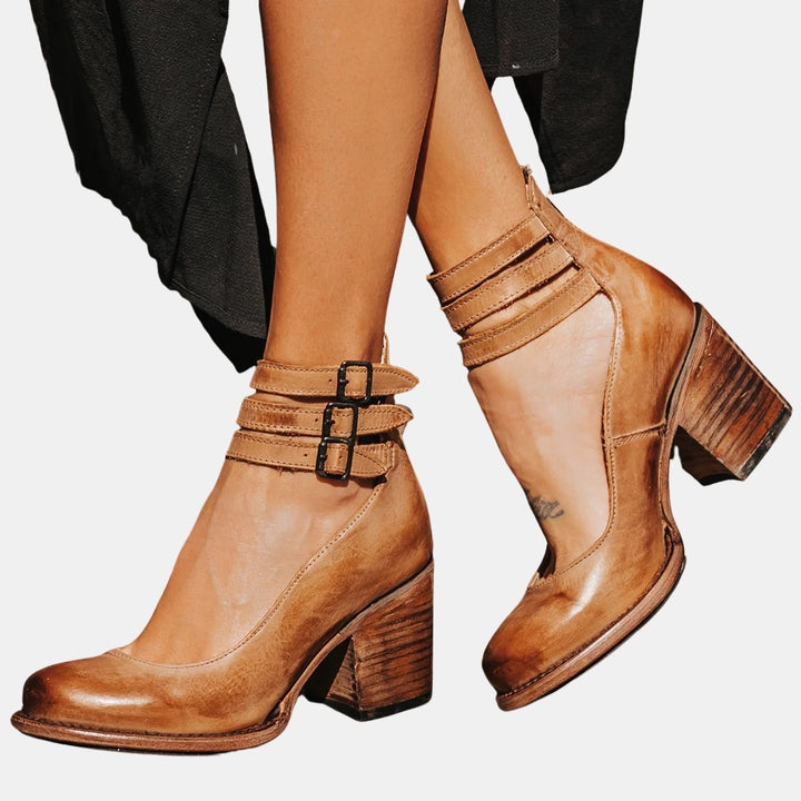 Norina | Mary Jane Heels with Multi Strap Buckle