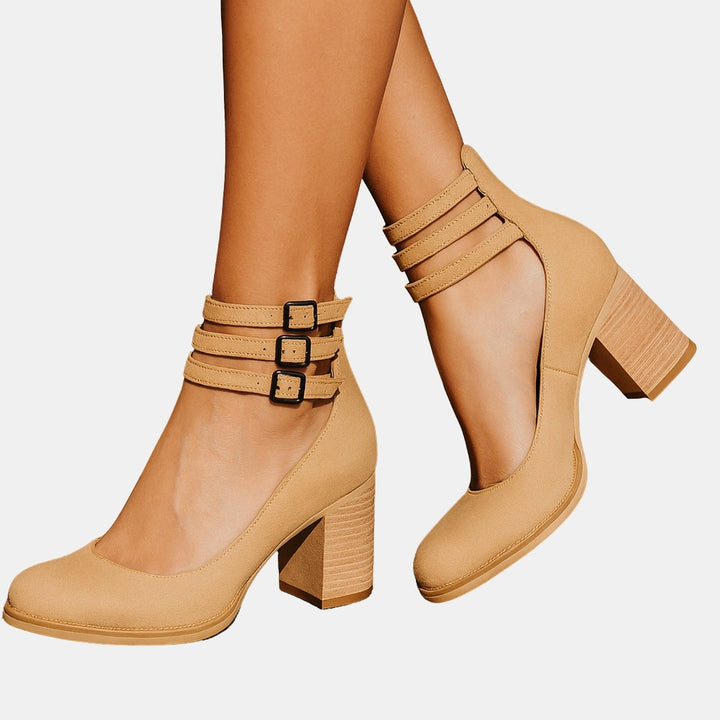 Norina | Mary Jane Heels with Multi Strap Buckle