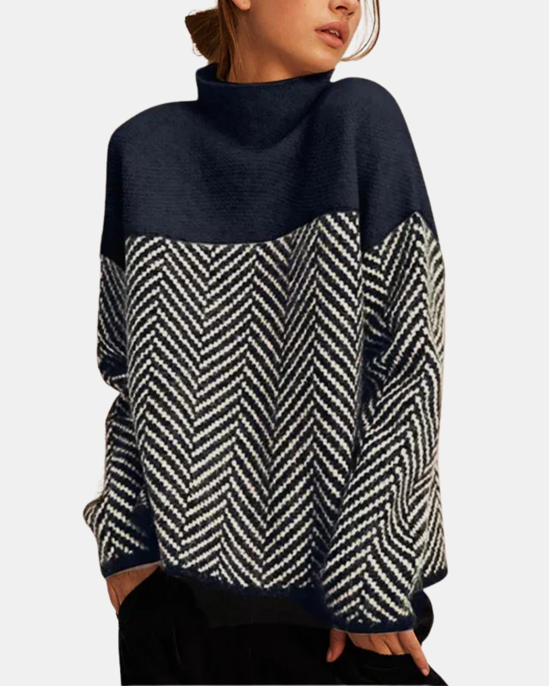 Norissa | Chevron Knit Turtleneck Sweater