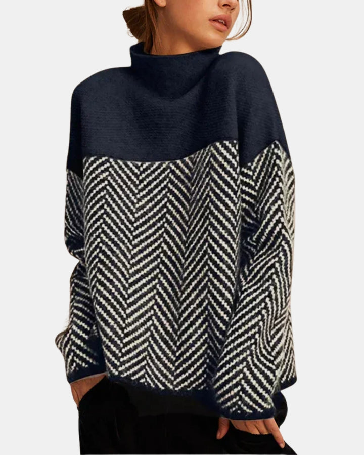 Norissa | Chevron Knit Turtleneck Sweater