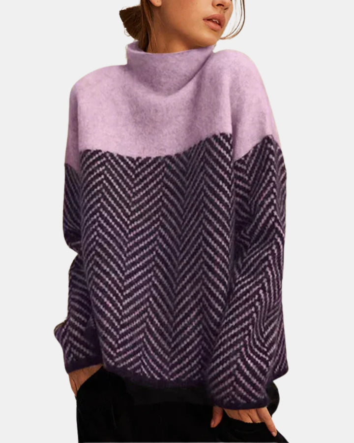 Norissa | Chevron Knit Turtleneck Sweater