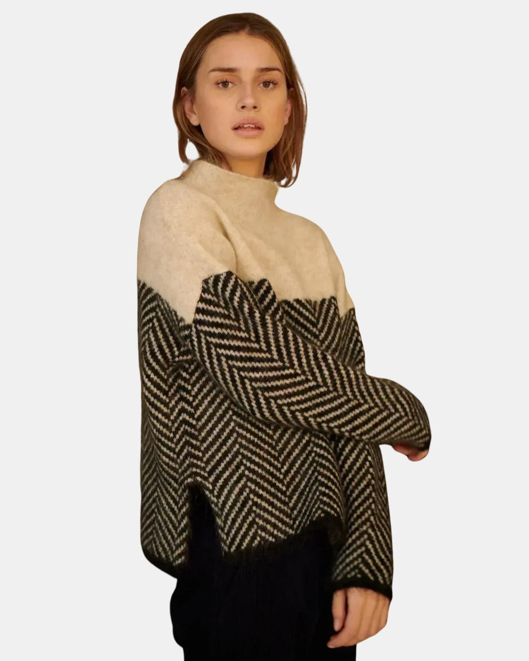 Norissa | Chevron Knit Turtleneck Sweater