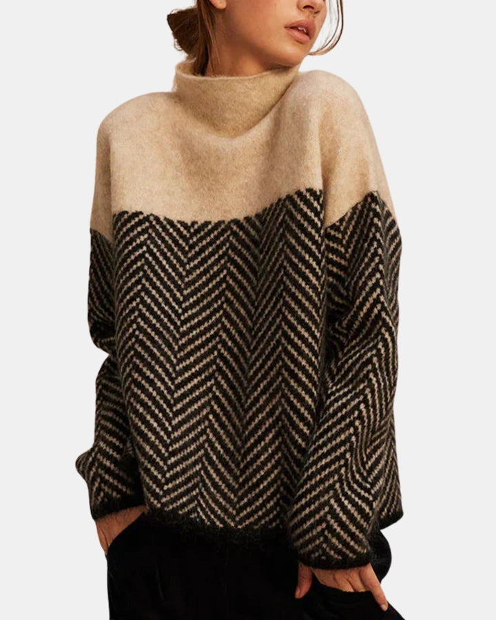 Norissa | Chevron Knit Turtleneck Sweater