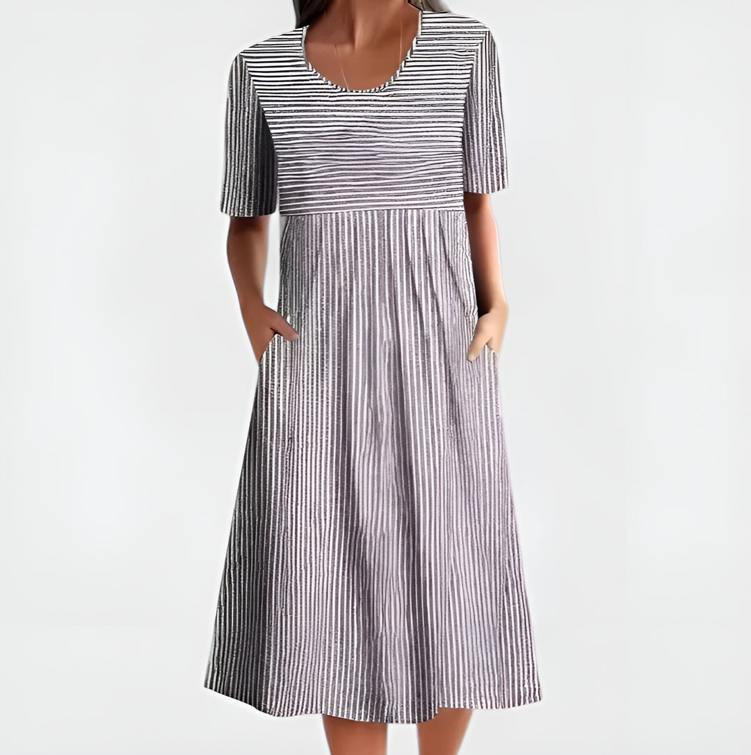Noryvella | Patterned Midi Dress with Pockets