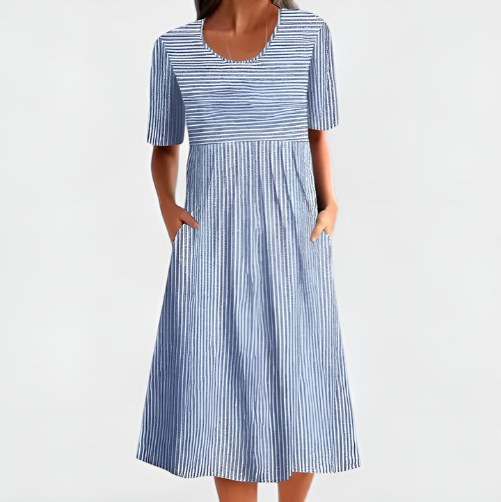 Noryvella | Patterned Midi Dress with Pockets