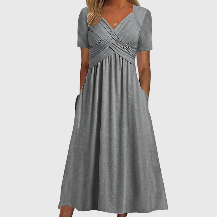 Novalie | Cross-Bodice Midi Dress with Pockets