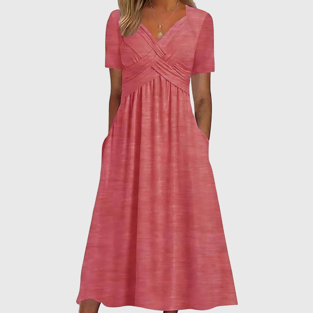 Novalie | Cross-Bodice Midi Dress with Pockets