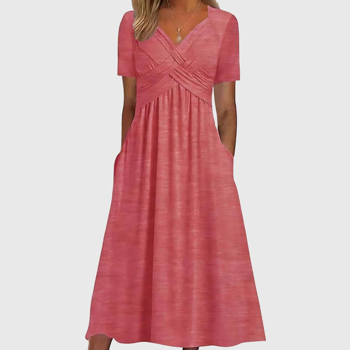 Novalie | Cross-Bodice Midi Dress with Pockets