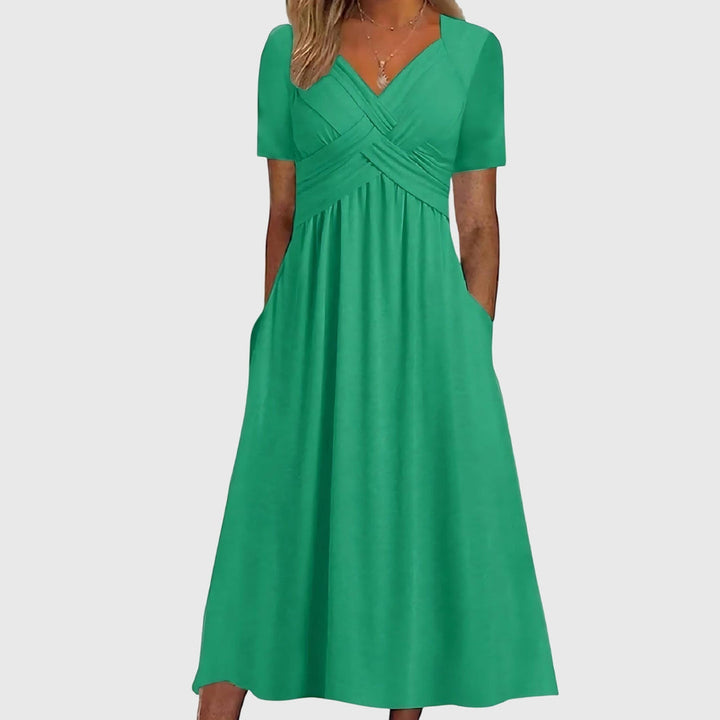 Novalie | Cross-Bodice Midi Dress with Pockets