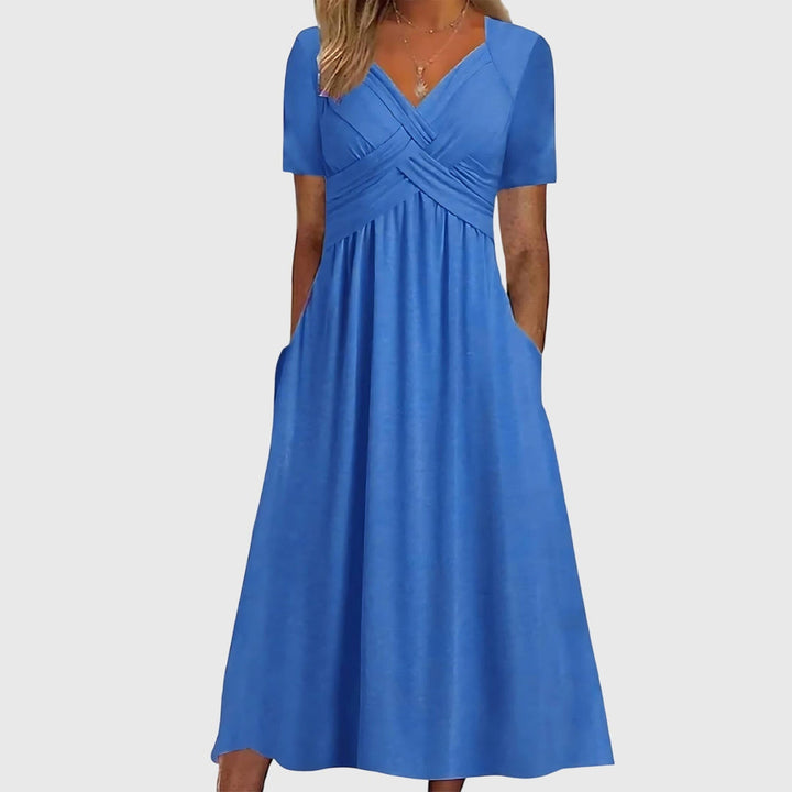 Novalie | Cross-Bodice Midi Dress with Pockets