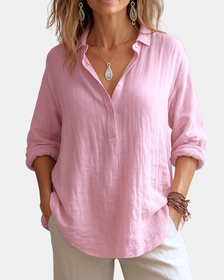 Novarae | V-Neck Button Front Blouse