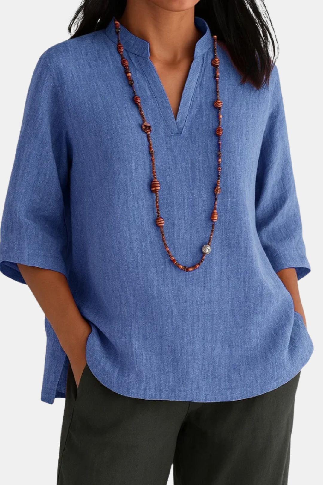 Novelle | Relaxed V Neck Tunic Top