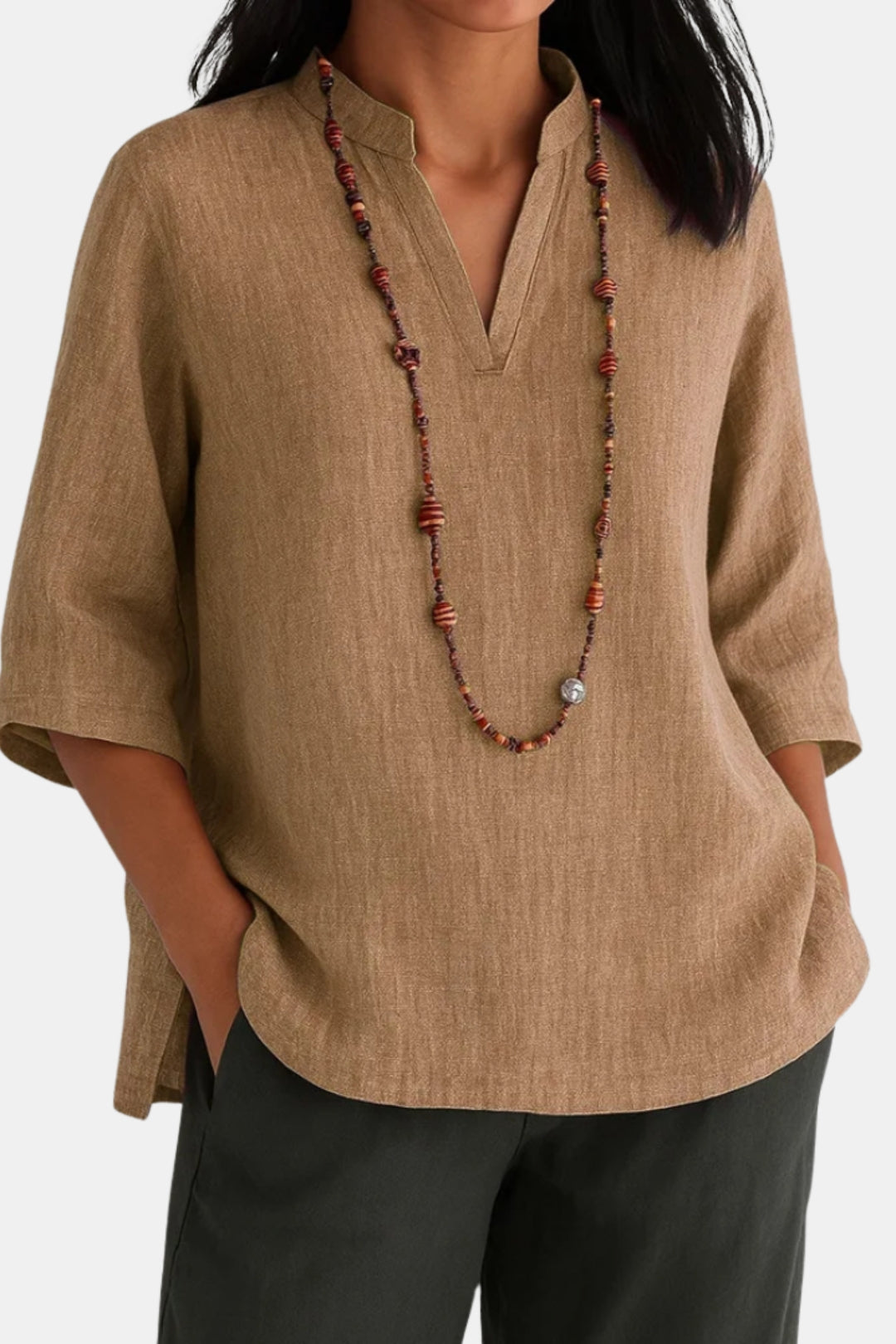 Novelle | Relaxed V Neck Tunic Top