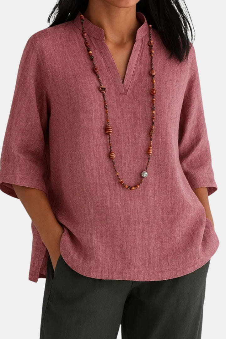 Novelle | Relaxed V Neck Tunic Top