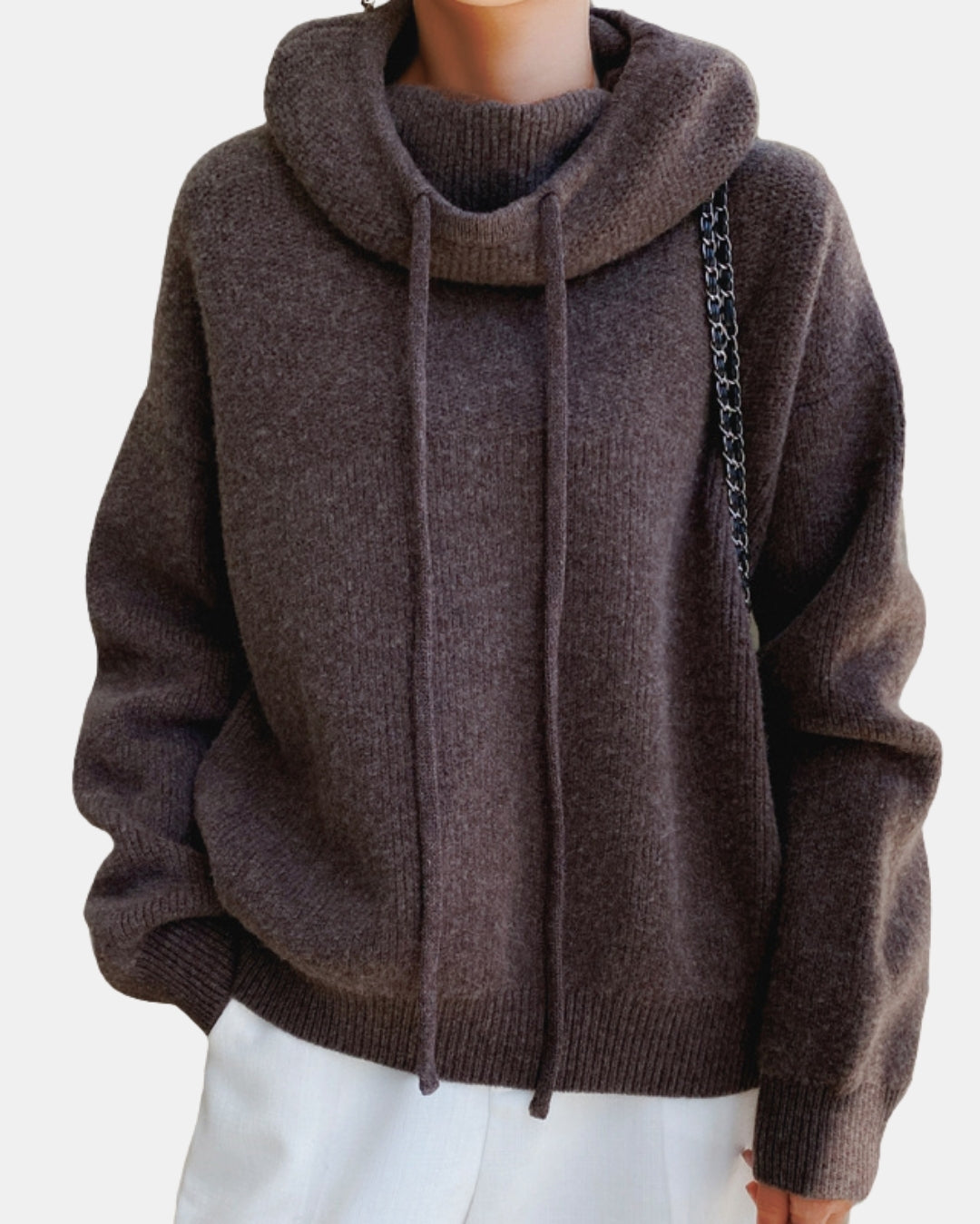 Novira | Knit Hoodie Sweater with Drawstring