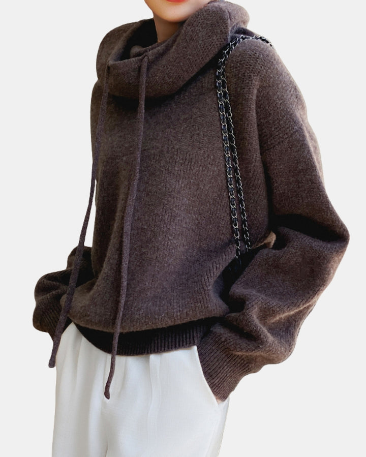 Novira | Knit Hoodie Sweater with Drawstring