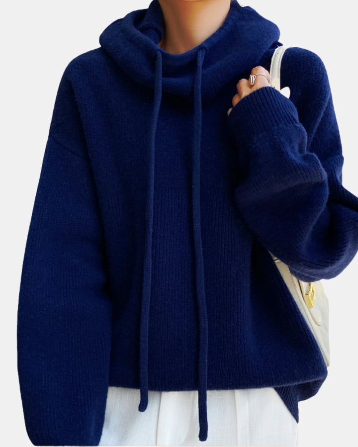 Novira | Knit Hoodie Sweater with Drawstring