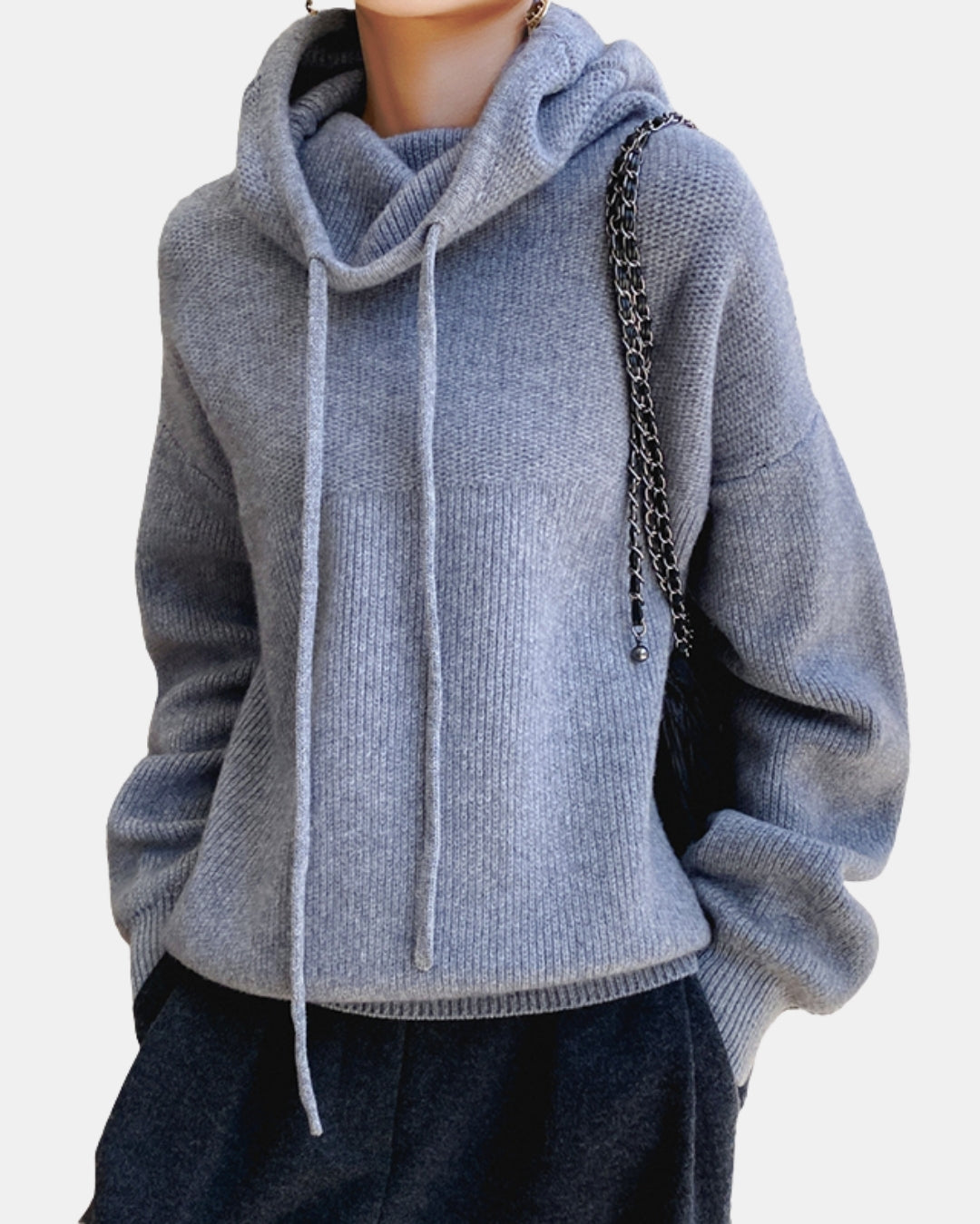 Novira | Knit Hoodie Sweater with Drawstring