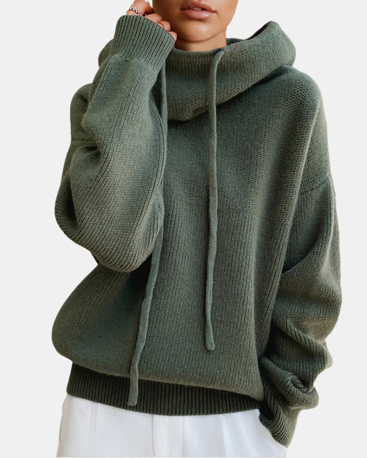 Novira | Knit Hoodie Sweater with Drawstring