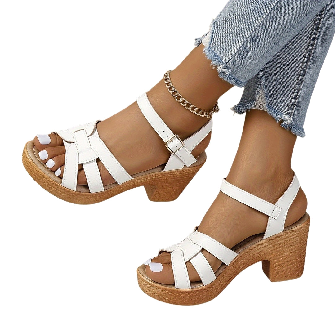 Nymphadora | Block Heel Sandals with Strappy Upper