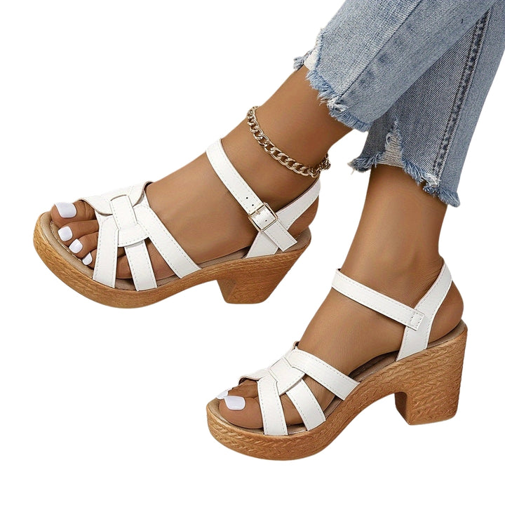 Nymphadora | Block Heel Sandals with Strappy Upper