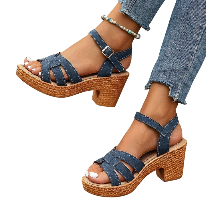 Nymphadora | Block Heel Sandals with Strappy Upper