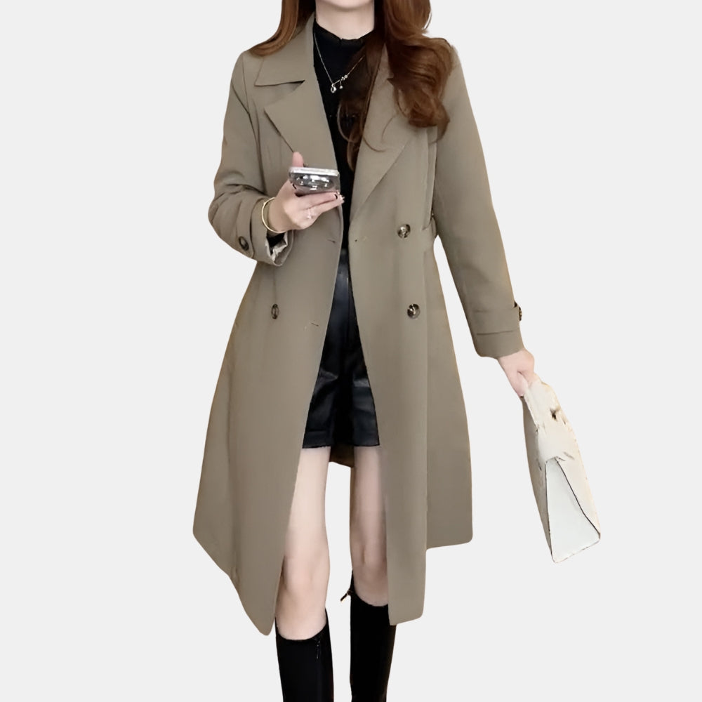 Octavia | Long Trench Coat with Double-Breasted Front