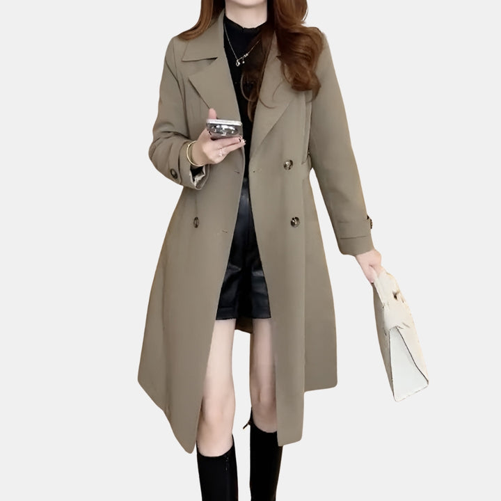 Octavia | Long Trench Coat with Double-Breasted Front