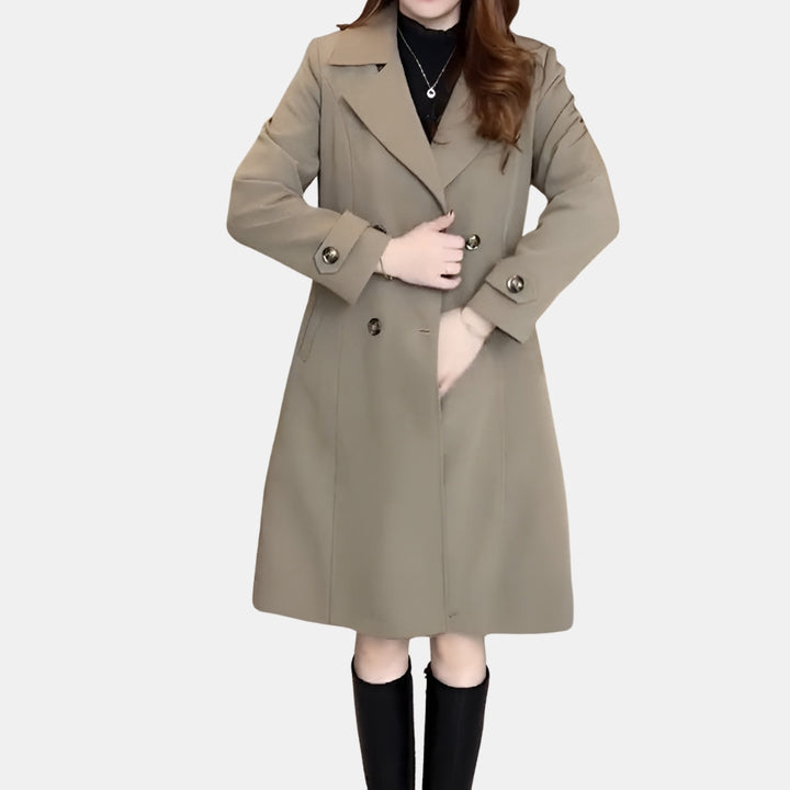 Octavia | Long Trench Coat with Double-Breasted Front