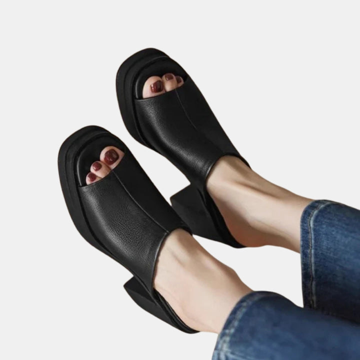 Odelinde | Platform Mule Heels with Open Toe